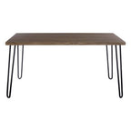 Natural Wood Effect Dining Table with Black Metal Base
