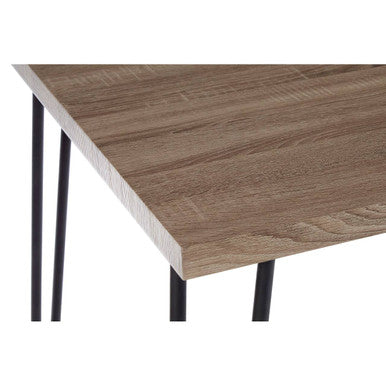Natural Wood Effect Dining Table with Black Metal Base