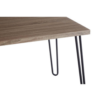 Natural Wood Effect Dining Table with Black Metal Base