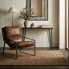 Natural Wood Effect and Metal Console Table