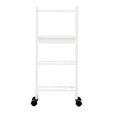 4 Tier White Trolley with Basket
