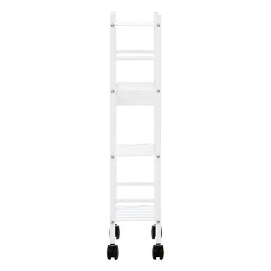 4 Tier White Trolley with Basket