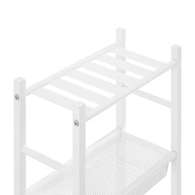 4 Tier White Trolley with Basket