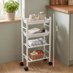4 Tier White Trolley with Basket