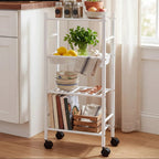 4 Tier White Trolley with Basket