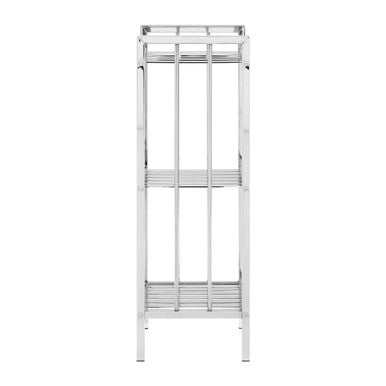 3 Tier Chrome Shelf Unit with Slatted Sides