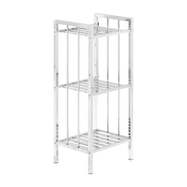 3 Tier Chrome Shelf Unit with Slatted Sides