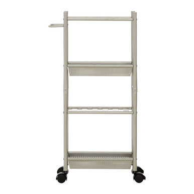 4 Tier Brush Nickel Trolley with 2 Baskets