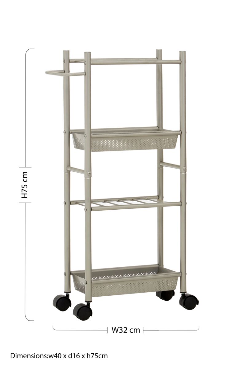 4 Tier Brush Nickel Trolley with 2 Baskets