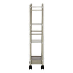 4 Tier Silver Metal Trolley with Basket
