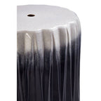 Blue and White Ceramic Side Table and Stool with Fluted Design