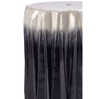 Blue and White Ceramic Side Table and Stool with Fluted Design