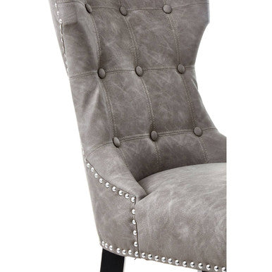 Grey Leather Effect Dining Chair
