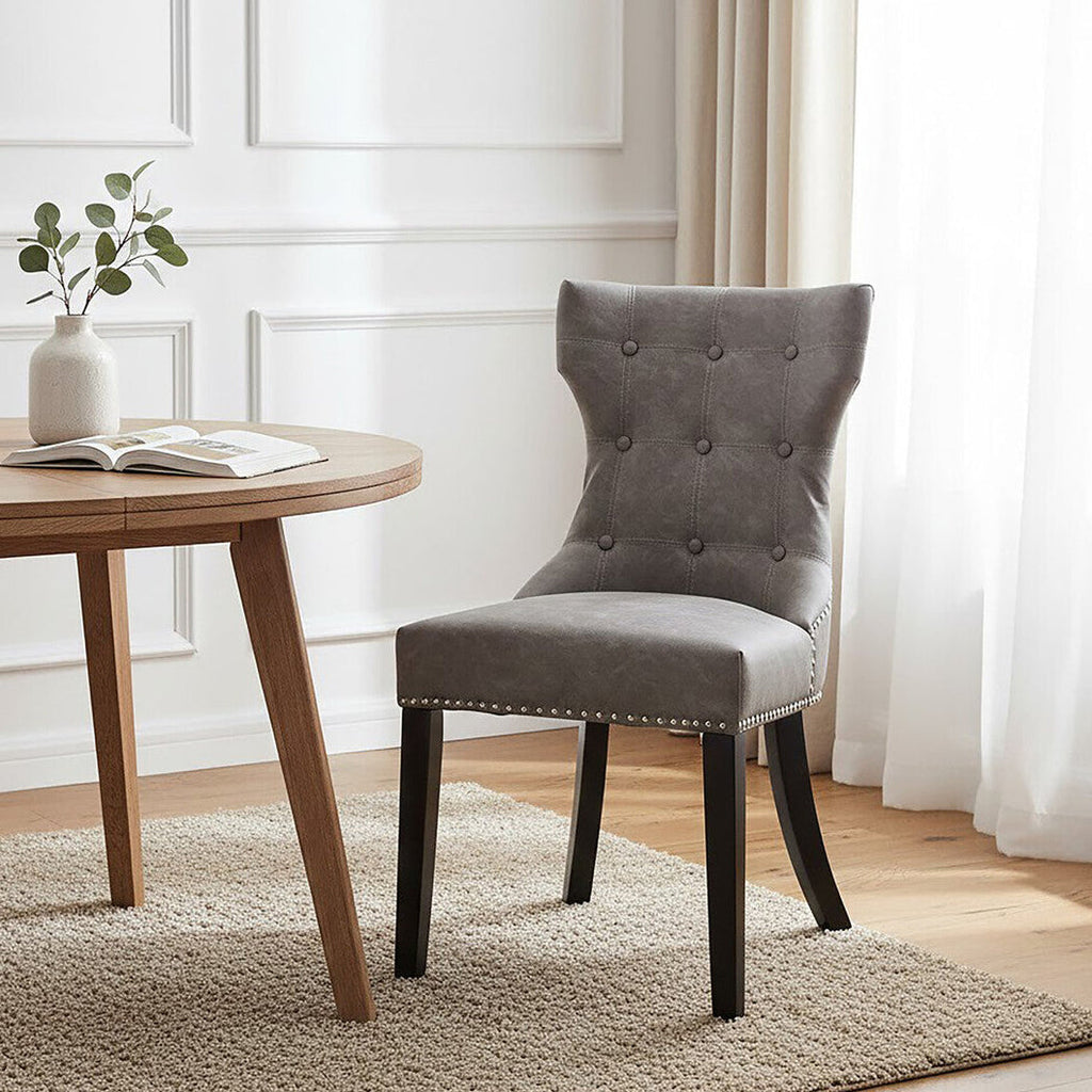 Grey Leather Effect Dining Chair