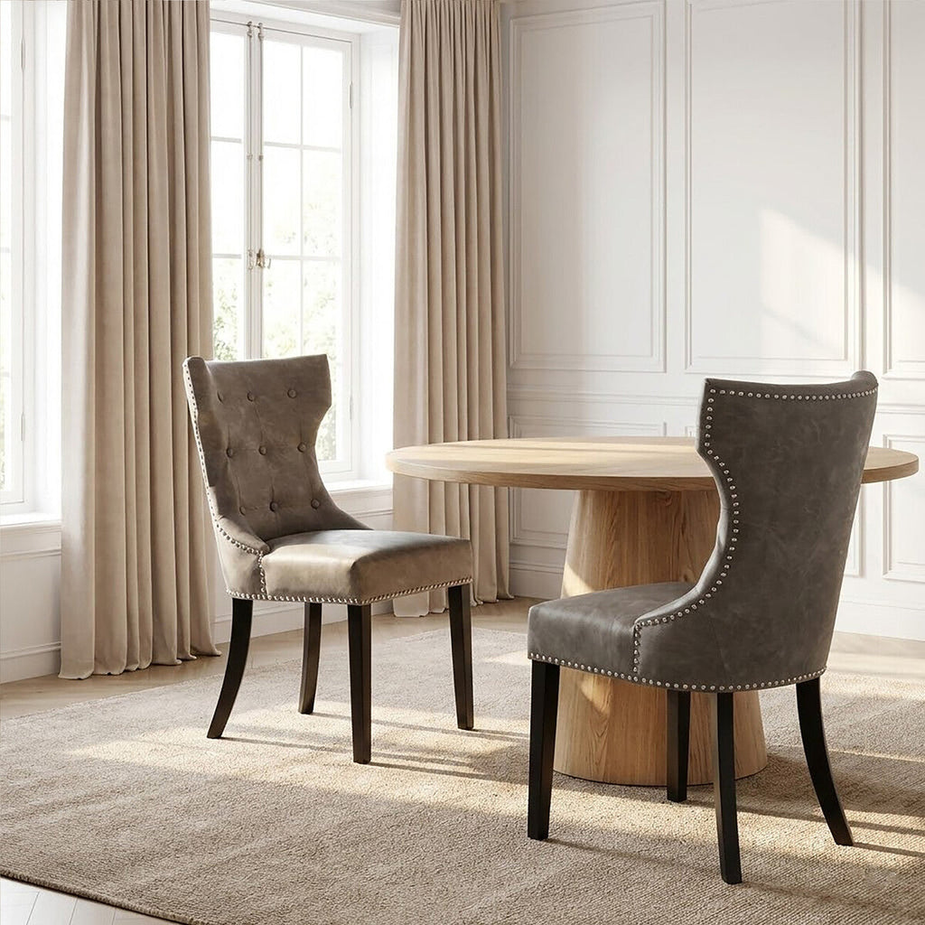 Grey Leather Effect Dining Chair