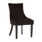 Black Velvet Dining Chair with Curved Back