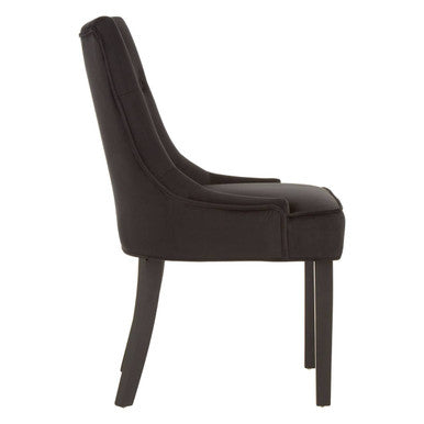 Black Velvet Dining Chair with Curved Back