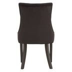Black Velvet Dining Chair with Curved Back