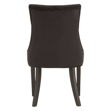 Black Velvet Dining Chair with Curved Back