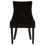 Black Velvet Dining Chair with Curved Back