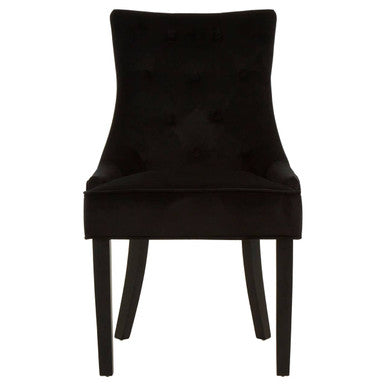 Black Velvet Dining Chair with Curved Back