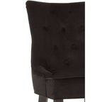 Black Velvet Dining Chair with Curved Back