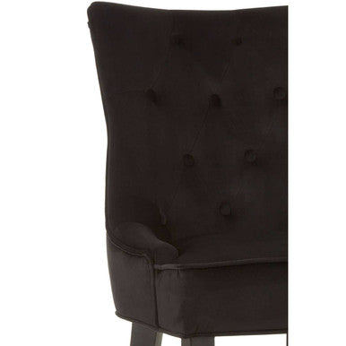 Black Velvet Dining Chair with Curved Back