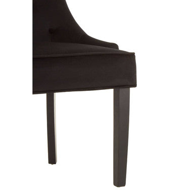 Black Velvet Dining Chair with Curved Back