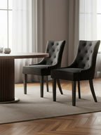 Black Velvet Dining Chair with Curved Back