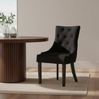 Black Velvet Dining Chair with Curved Back