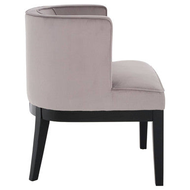 Light Grey Velvet Chair with Curved Back