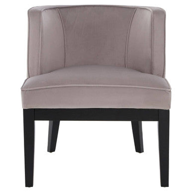 Light Grey Velvet Chair with Curved Back
