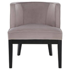 Light Grey Velvet Chair with Curved Back