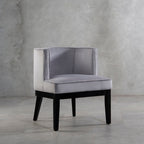Light Grey Velvet Chair with Curved Back