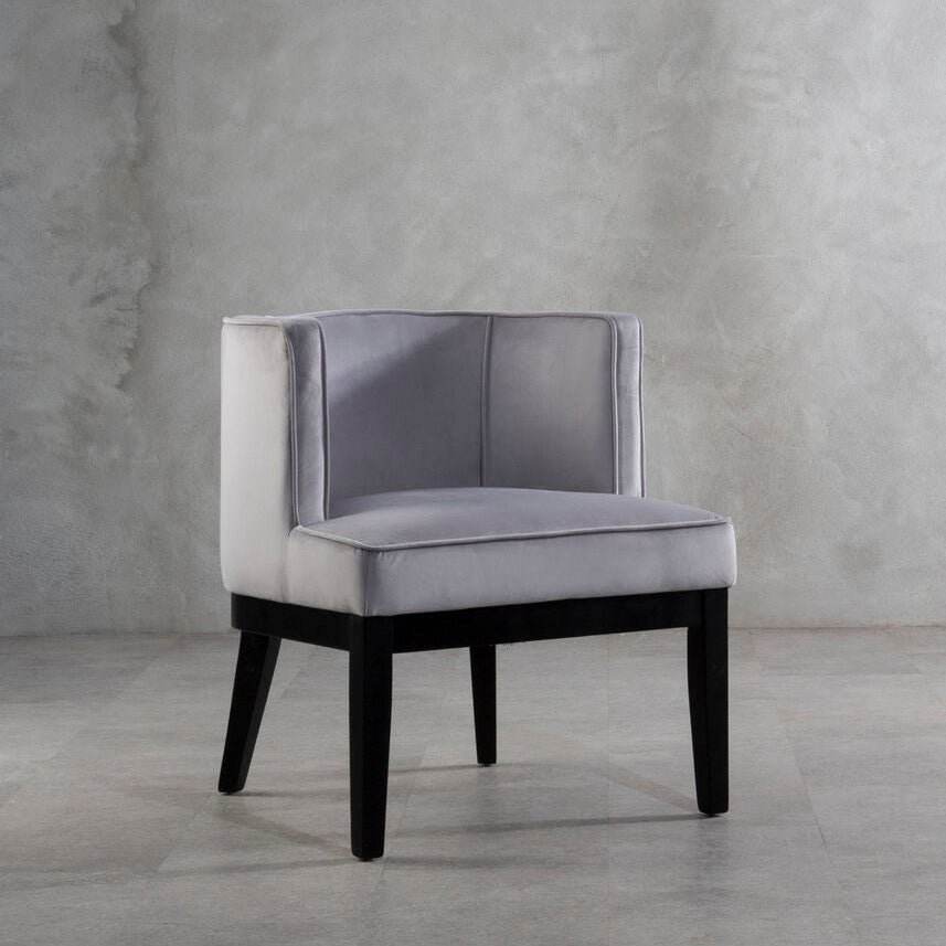 Light Grey Velvet Chair with Curved Back