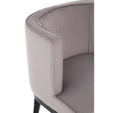 Light Grey Velvet Chair with Curved Back