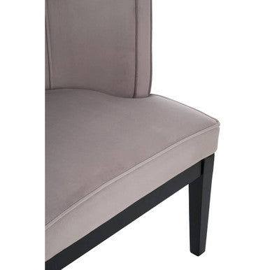 Light Grey Velvet Chair with Curved Back