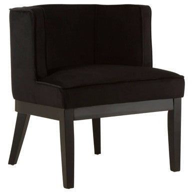 Black Velvet Chair with Curved Back