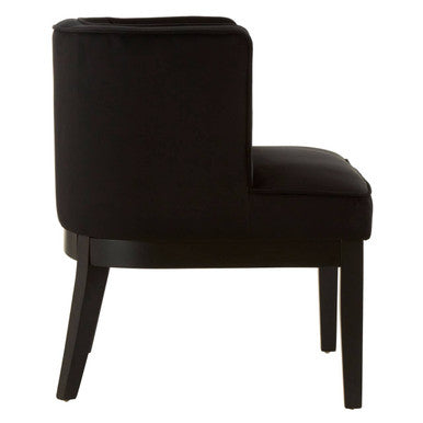 Black Velvet Chair with Curved Back