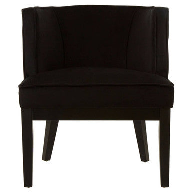 Black Velvet Chair with Curved Back