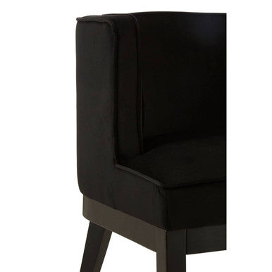 Black Velvet Chair with Curved Back