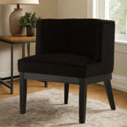 Black Velvet Chair with Curved Back