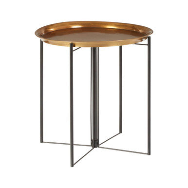 Brass and Black Finish Large Tray Side Table