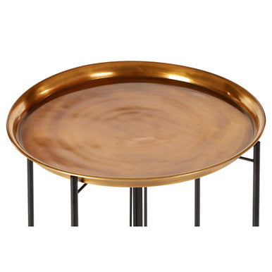 Brass and Black Finish Large Tray Side Table
