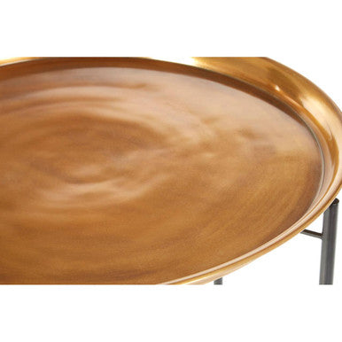 Brass and Black Finish Large Tray Side Table
