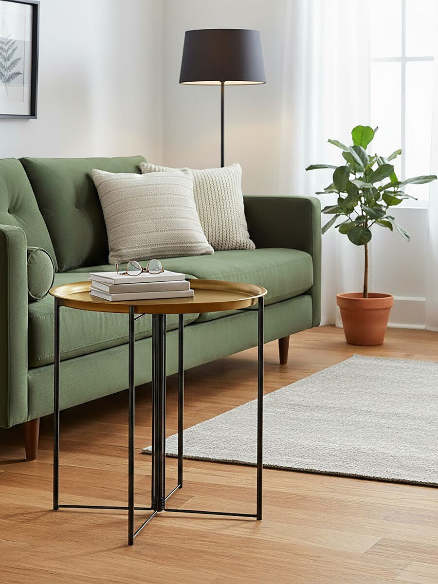 Brass and Black Finish Large Tray Side Table