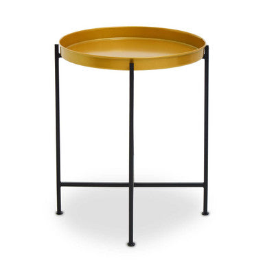 Brass and Black Finish Small Tray Side Table