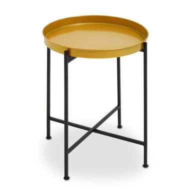 Brass and Black Finish Small Tray Side Table