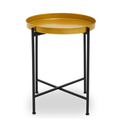 Brass and Black Finish Small Tray Side Table