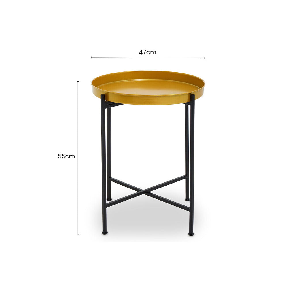 Brass and Black Finish Small Tray Side Table